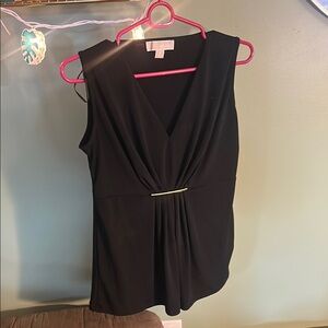 MICHAEL Michael Kors Black Sleeveless Fitted Ruched Blouse